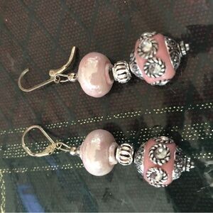 Elegant Pink and Silver Earrings